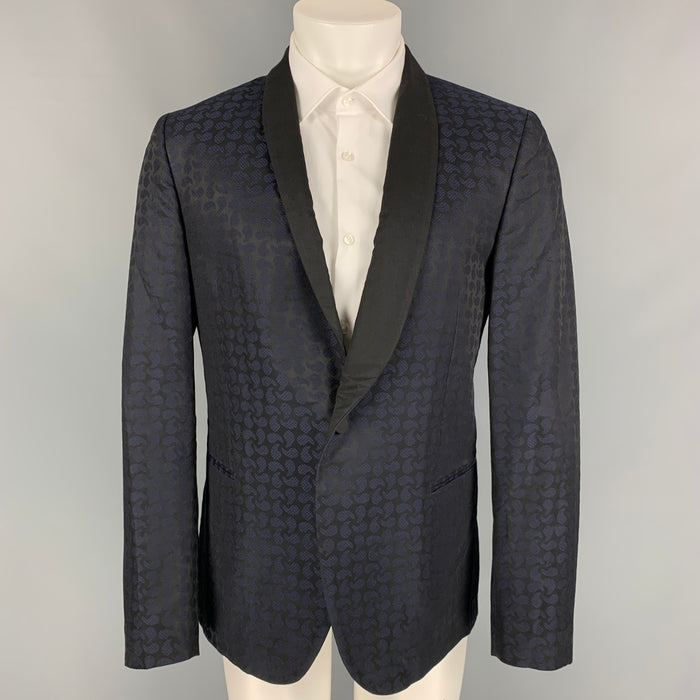 PS de PAUL SMITH Talla 38 Abrigo deportivo con cuello chal de lana y acrílico de cachemira azul marino y negro