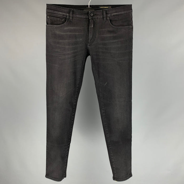DOLCE & GABBANA Vaqueros elásticos talla 36 de mezclilla con lavado negro y bragueta con cremallera