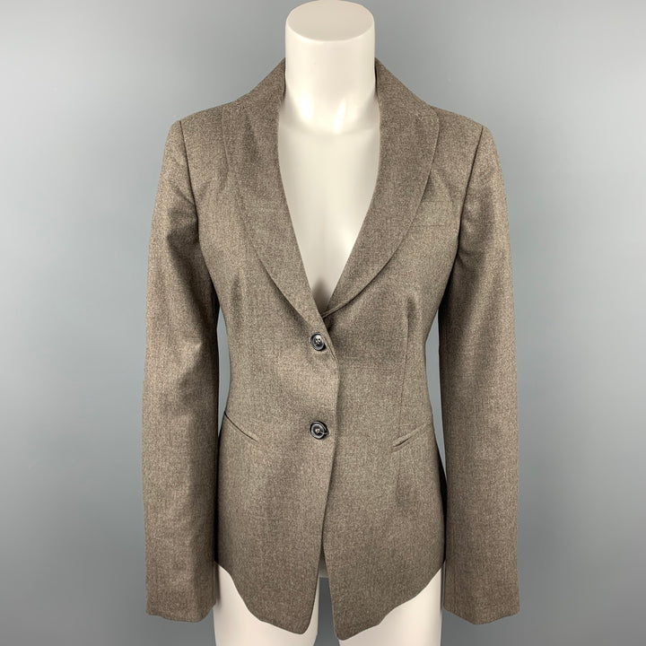 PIAZZA SEMPIONE Size L Taupe Wool Blend Notch Lapel Buttoned Blazer