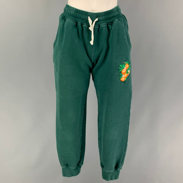 CASABLANCA Size XS Green Embroidery Cotton Sweatpants