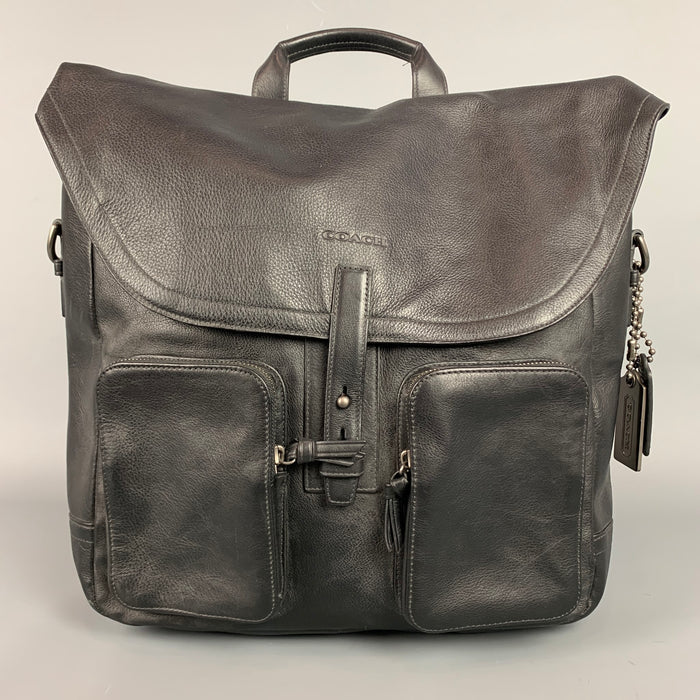COACH Black Leather Top Handles Backpack