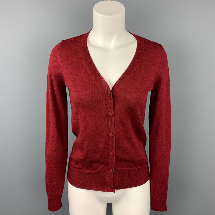 MAISON MARTIN MARGIELA Size S Burgundy Wool Cardigan