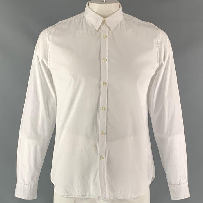 PAUL SMITH Camisa de manga larga blanca con botones de algodón liso talla L