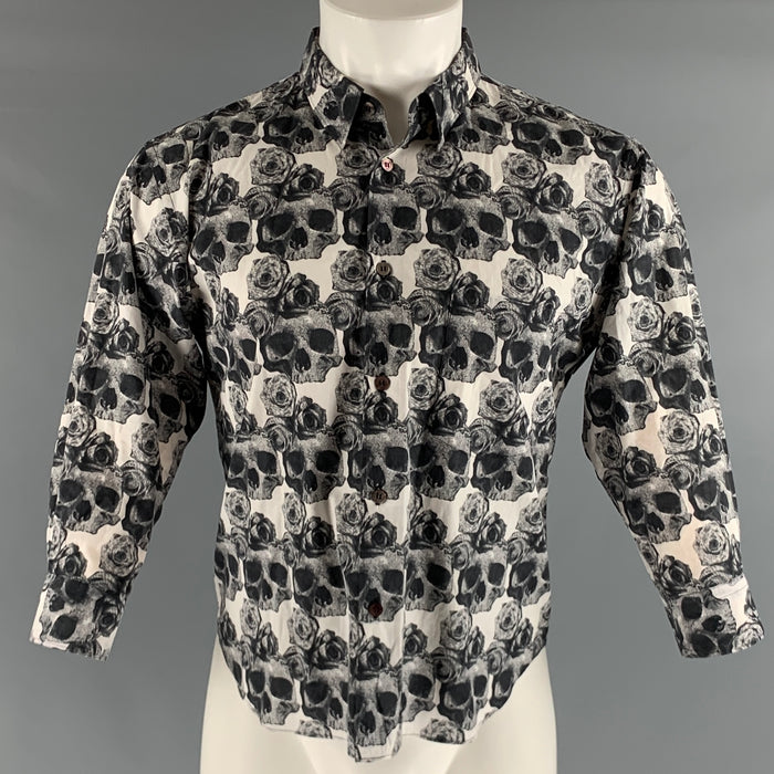 COMME des GARCONS Size M Black White Skull Cotton 3/4 Sleeves Long Sleeve Shirt
