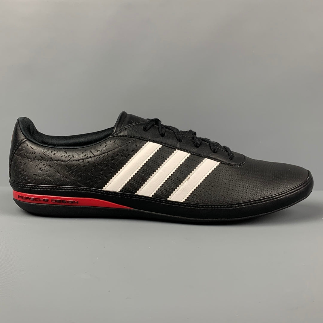 PORSCHE DESIGN x ADIDAS Taille 9,5 Baskets à lacets en cuir blanc noir