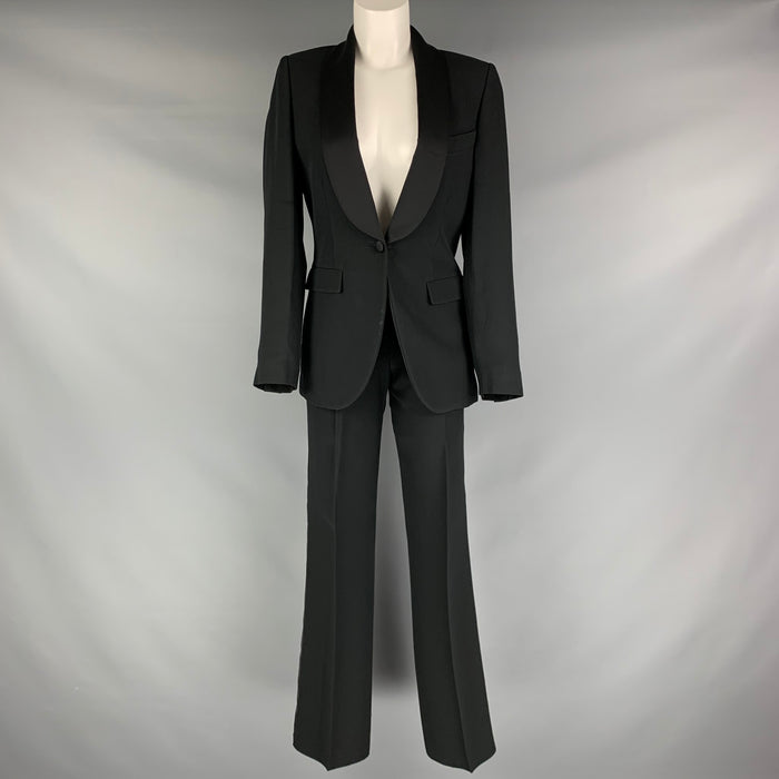 VIKTOR & ROLF Traje de pantalón de esmoquin de acetato de rayón negro talla 4