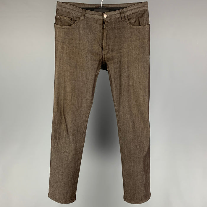 LOUIS VUITTON Size 32 Brown Wool Cotton Straight Button Fly Jeans