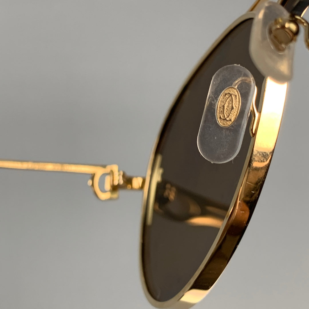 CARTIER Gold Metal Aviator Sunglasses
