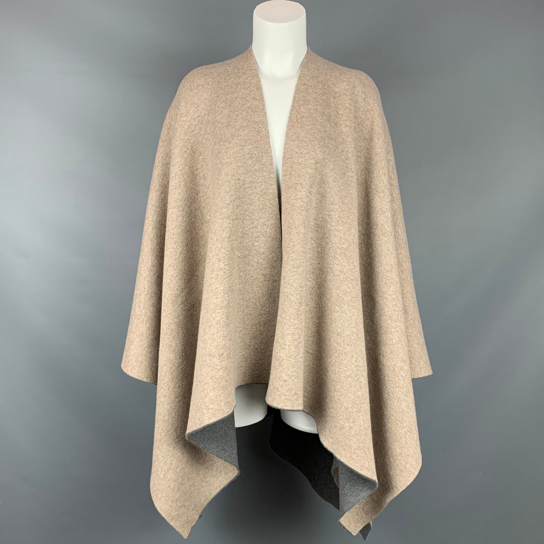 MAX MARA Grey & Beige Heather Reversible Cape Serra Shawl