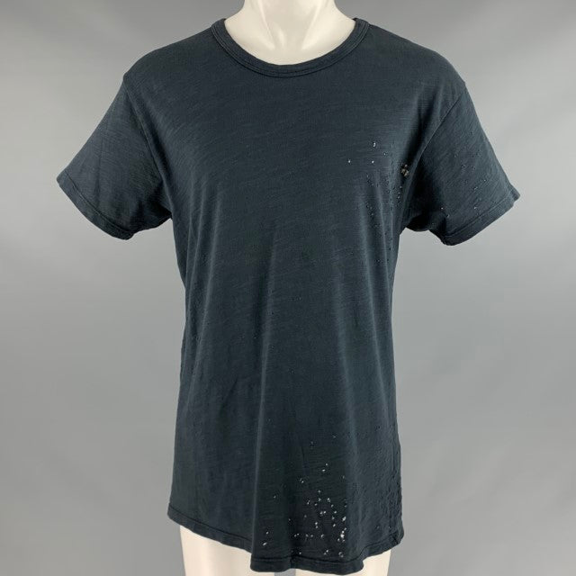 AMIRI Size S Grey Distressed Cotton Short Sleeve T-shirt