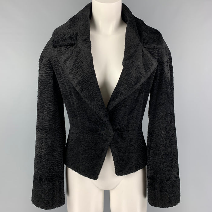 GIVENCHY Size 6 Black Cotton Viscose Single Button Jacket