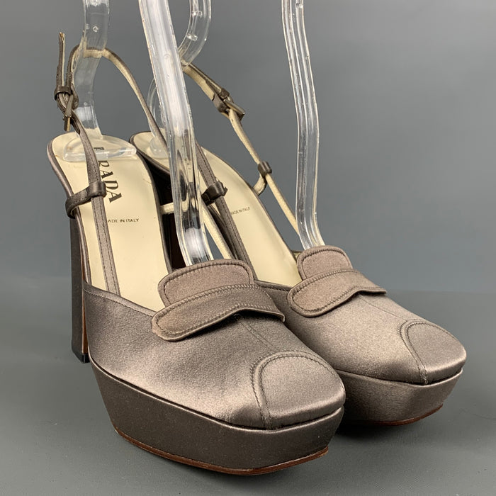 PRADA Size 6.5 Grey Slingback Pumps