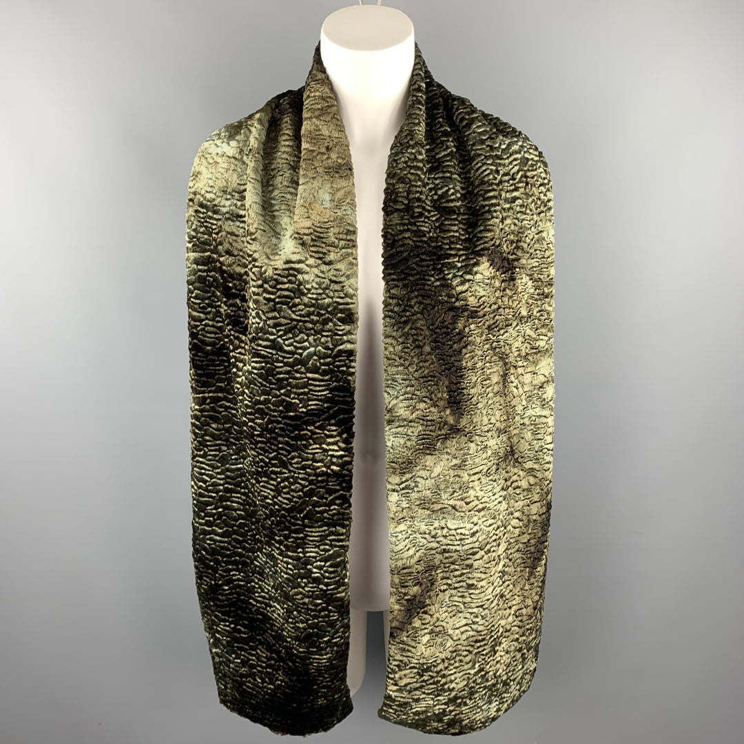 LIBERTY OF LONDON Mixed Fabrics Olive Acetate Blend Faux Fur Shawl