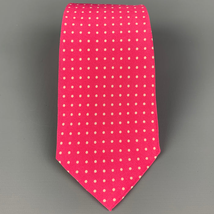 RALPH LAUREN Black Label Pink White Polka Dot Silk Tie