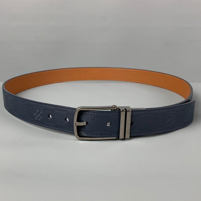 LOUIS VUITTON Size 40 Blue Damier Leather Belt