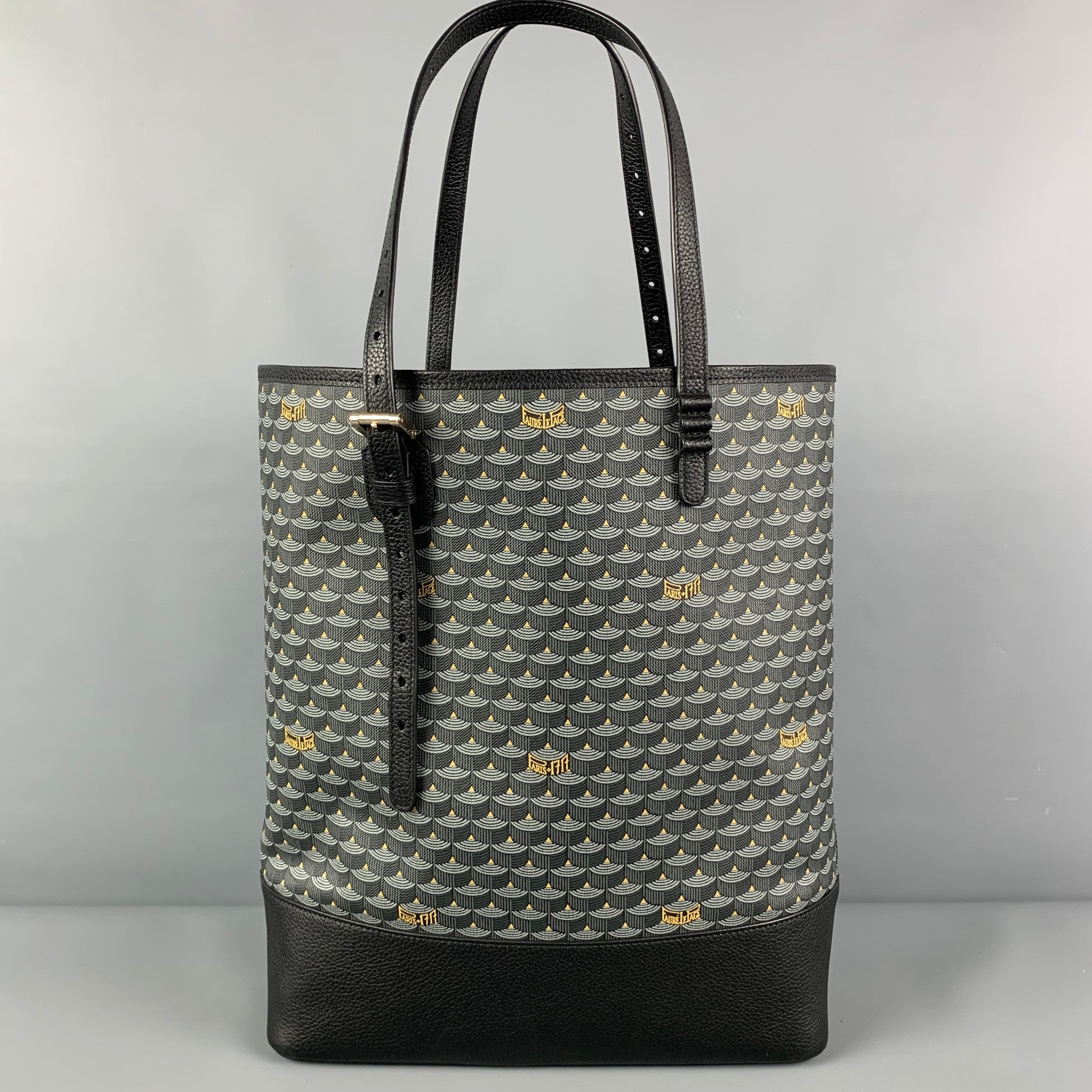 FAURE' LE PAGE Grey Black Coated Canvas Tote Bag