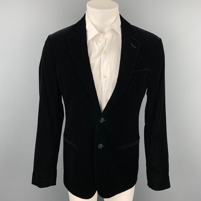 GIORGIO ARMANI Soho Size 40 Black Velvet Notch Lapel Sport Coat