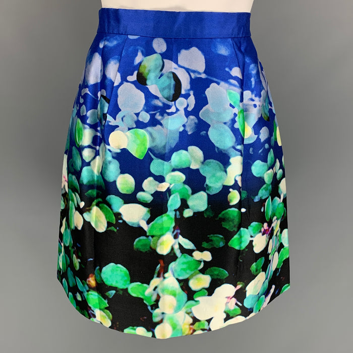 OSCAR DE LA RENTA 2012 Size 4 Multi-Color Silk / Cotton Abstract Skirt