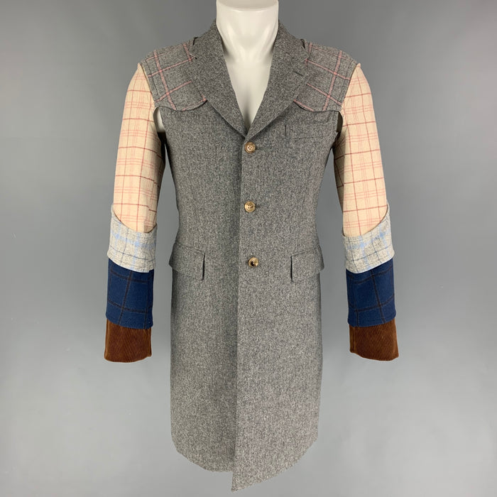 COMME des GARCONS HOMME PLUS FW 2016 Size S Grey Multi-color Mixed Fabrics Coat