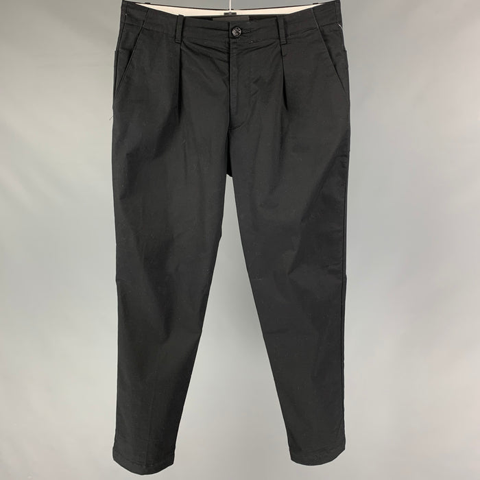 BOSS by HUGO BOSS Size 32 Black Cotton Pleated Casual Pants