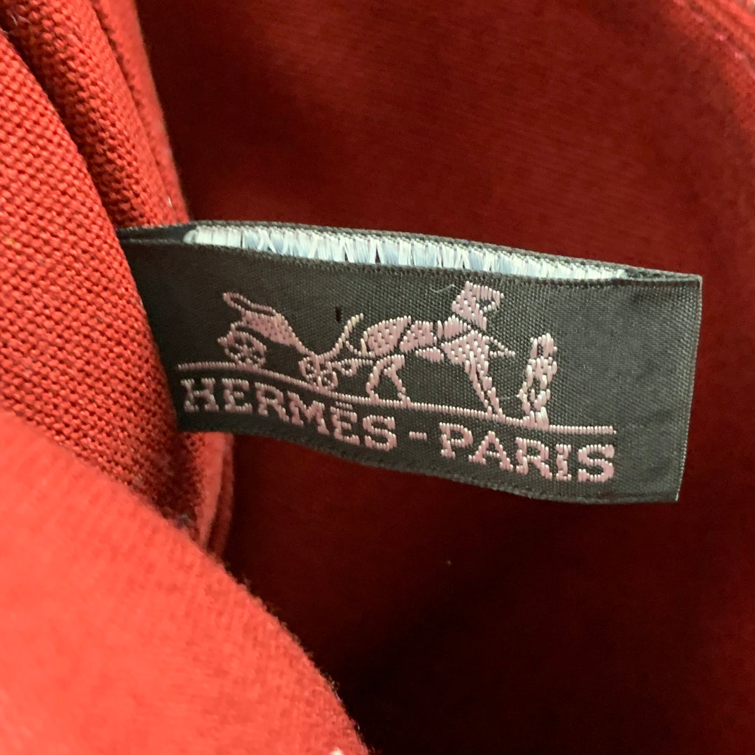 HERMES Tout Fourre Burgundy Cotton Canvas Tote Bag