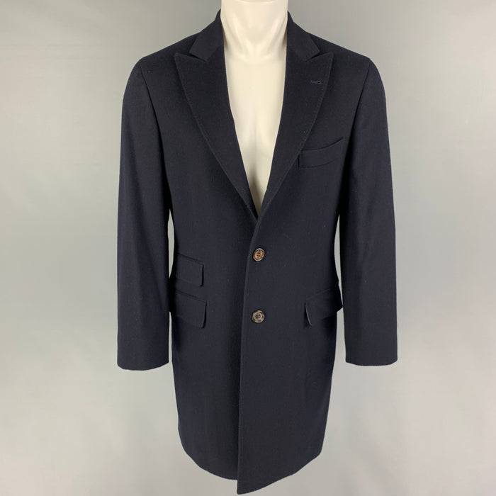 BRUNELLO CUCINELLI Size 38 Navy Wool Cashmere Peak Lapel Coat