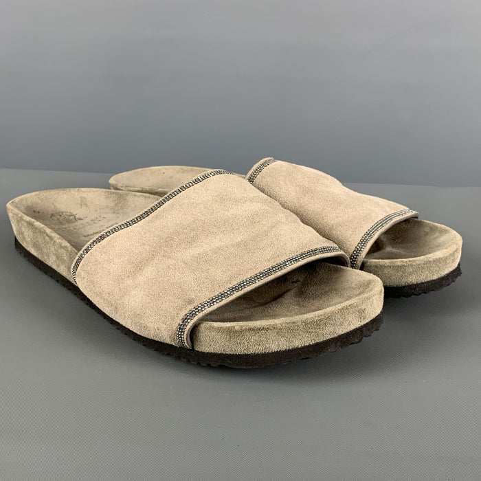 BRUNELLO CUCINELLI Talla 8 Sandalias sin cordones de ante gris salvia