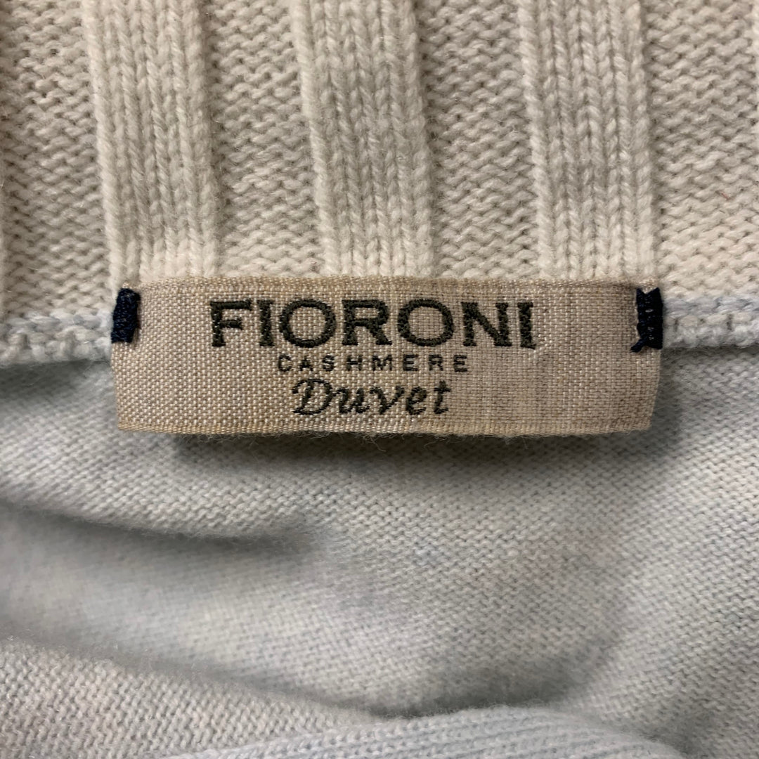 FIORONI Size XL Off White Cashmere Duvet Half Zip Pullover