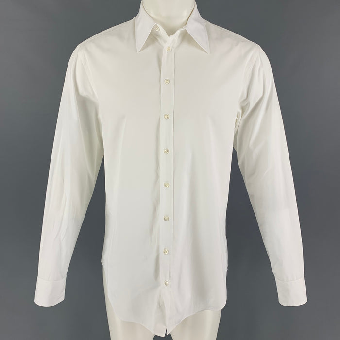 GIORGIO ARMANI Camisa de manga larga con botones de algodón blanco talla M