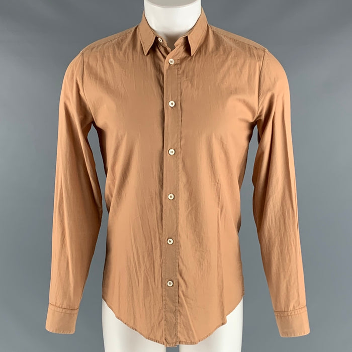 MAISON MARTIN MARGIELA Size S Orange Cotton Slim Fit Long Sleeve Shirt