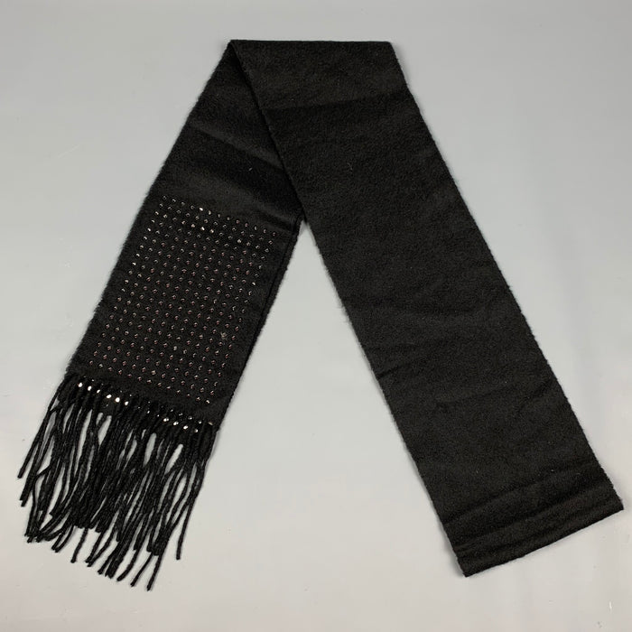 BURBERRY Black Studded Fringe Scarf