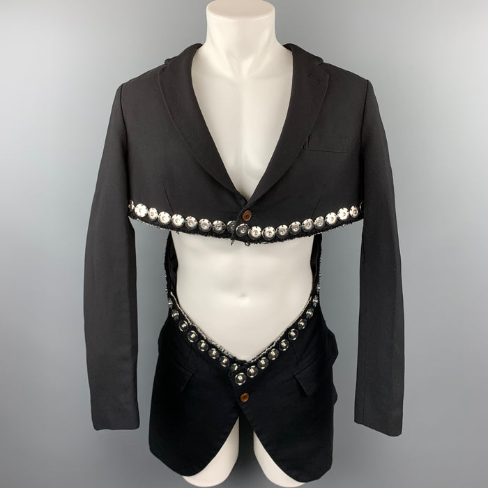 COMME des GARCONS HOMME PLUS Size M Black Polyester Snap Button Cut Out Jacket