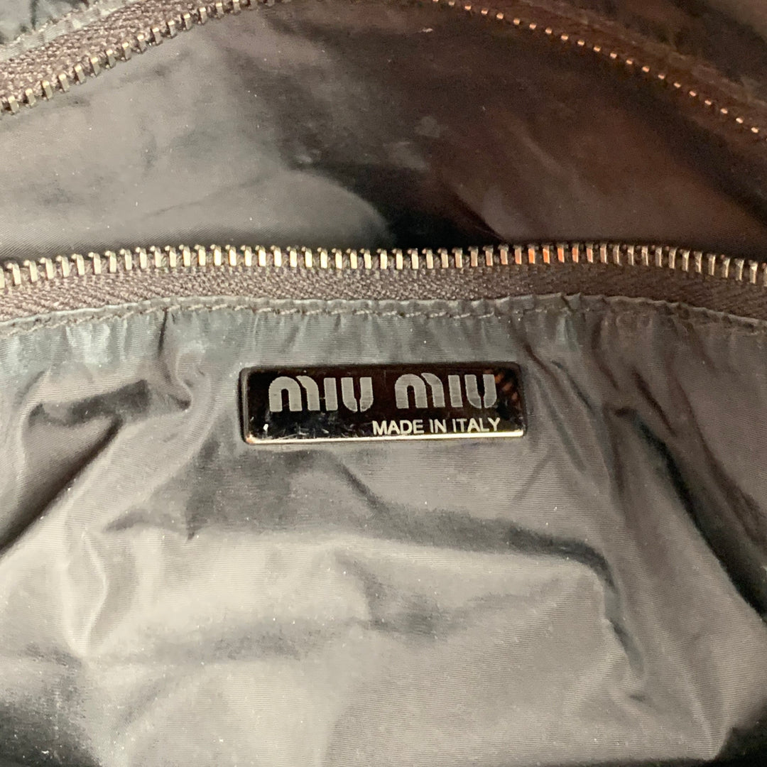 MIU MIU Sac à main en cuir velours vieilli marron