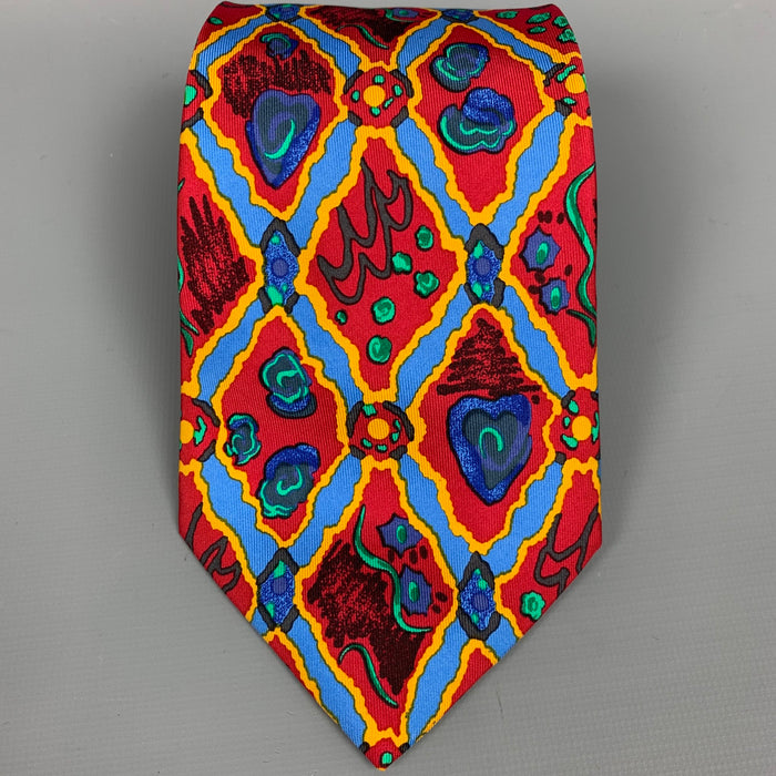 CHRISTIAN LACROIX Red & Blue Silk Tie