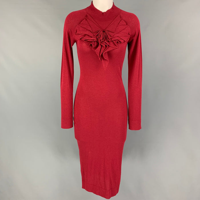 EMPORIO ARMANI Size 8 Burgundy Silk Blend Knitted Shift Dress