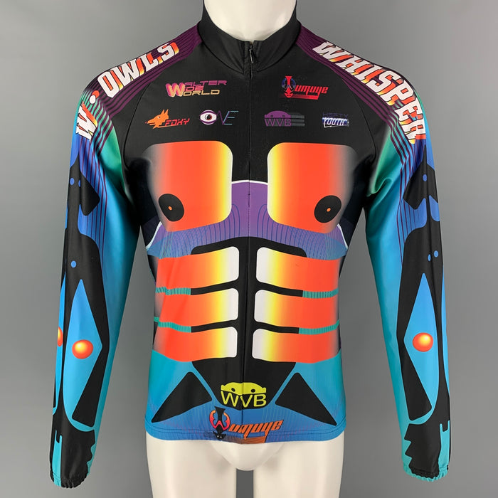 WALTER VAN BEIRENDONCK FW17 Size M Multicolor Graphic Nylon Jersey Bike Top