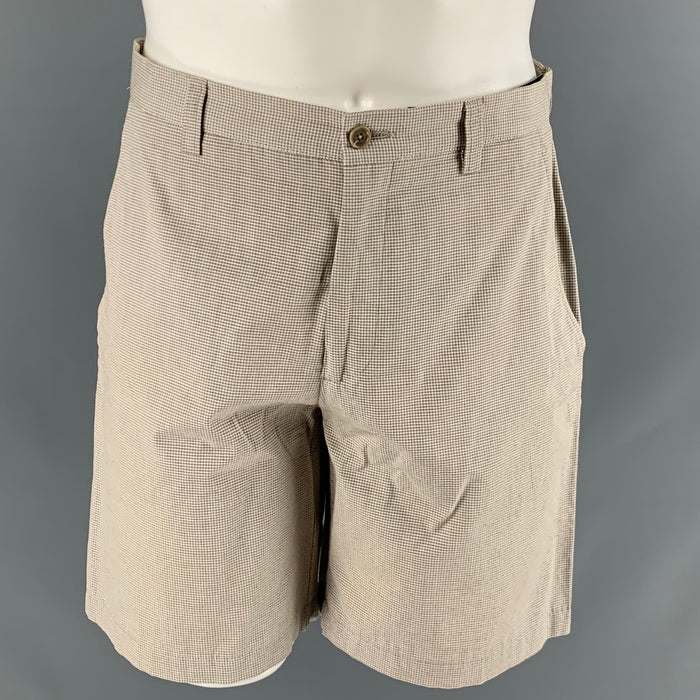 ETRO Size 32 Khaki Window Pane Cotton Shorts
