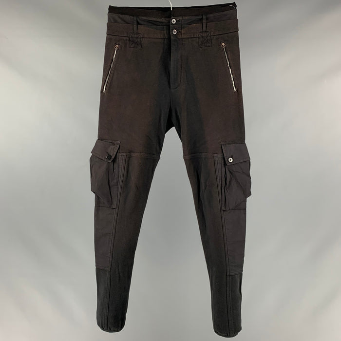 ALEXANDER MCQUEEN Size 34 Grey Distressed Cotton Cargo Casual Pants