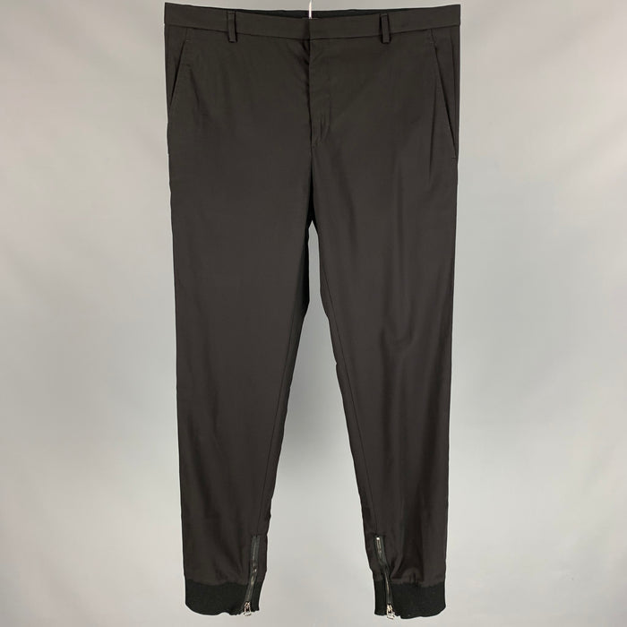 LANVIN Size 34 Black Viscose Zip Cuffs Dress Pants