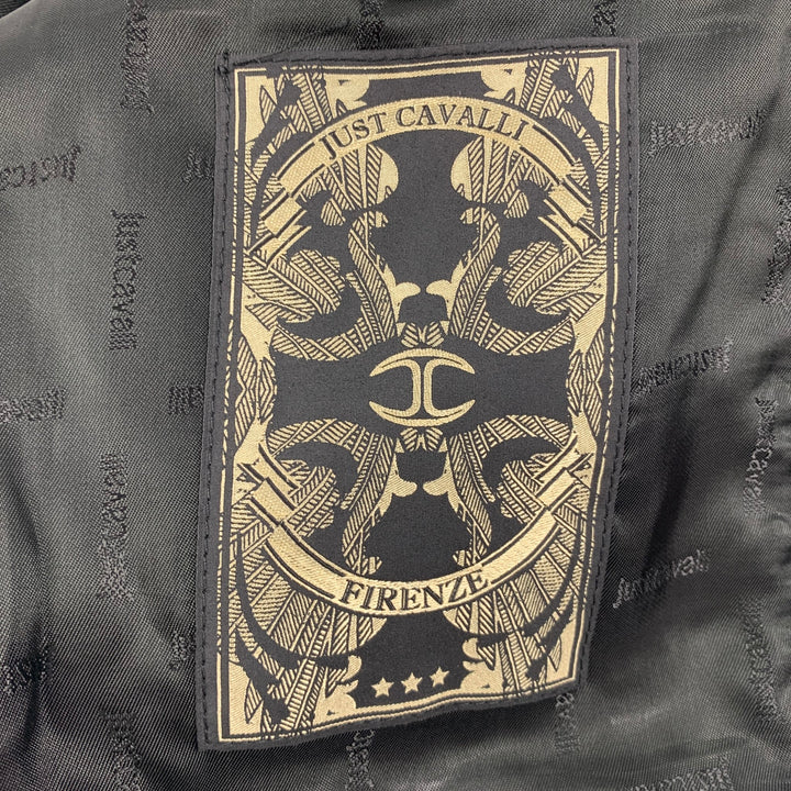 JUST CAVALLI Size 42 Blue & Black Cotton Peak Lapel Sport Coat