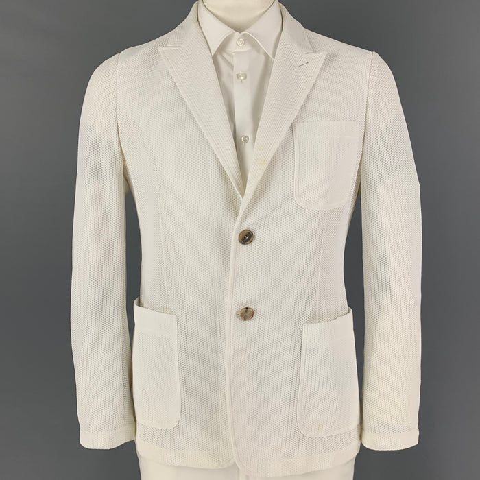 GIORGIO ARMANI Size 42 White Honeycomb Polyamide Sport Coat