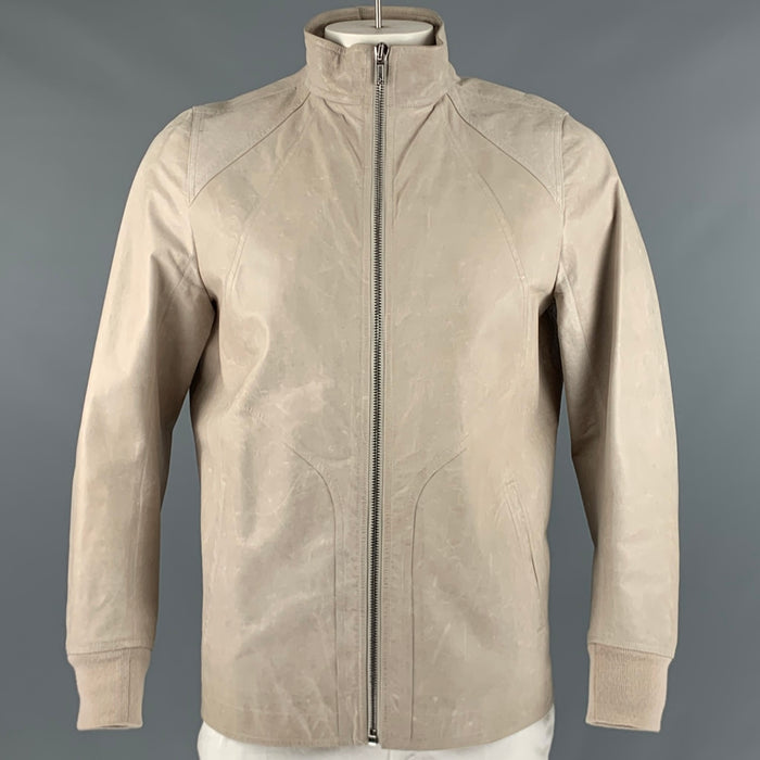RICK OWENS Size L Grey Leather Zip Up Jacket