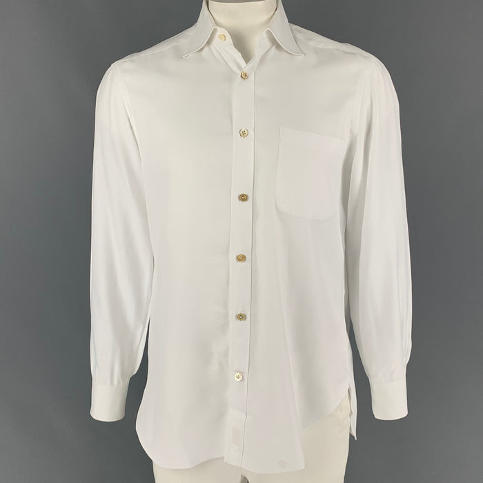 KITON Size M White Cotton Long Sleeve Shirt