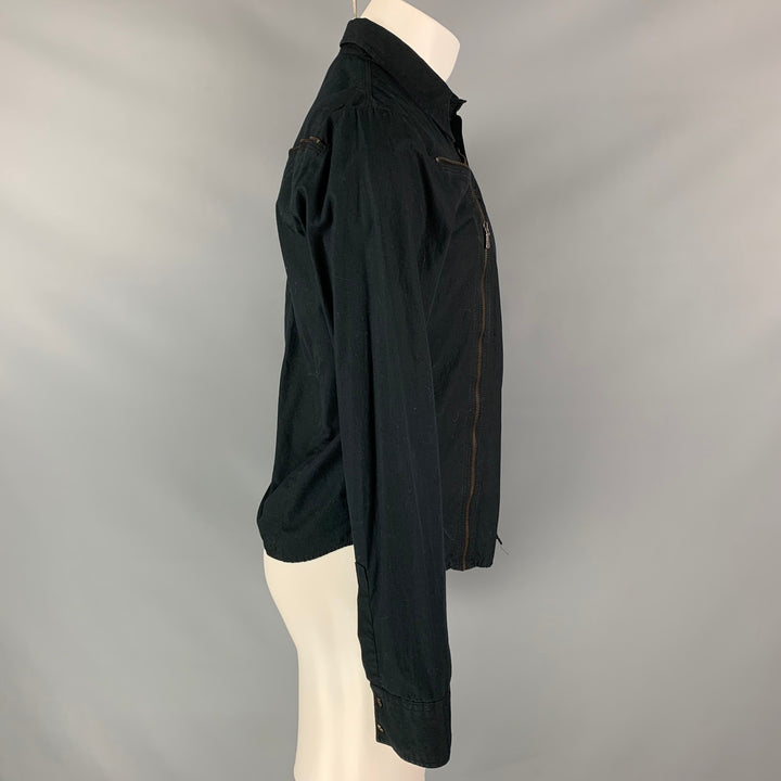 VERSACE JEANS COUTURE Taille M Chemise à manches longues en coton noir avec boutons-pression