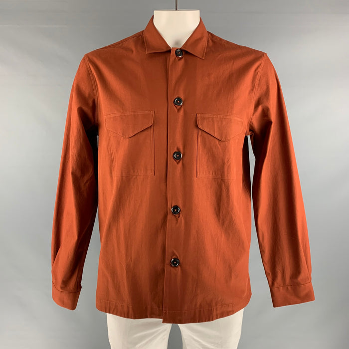 PAUL SMITH Camisa de manga larga de trabajador de algodón naranja óxido talla L