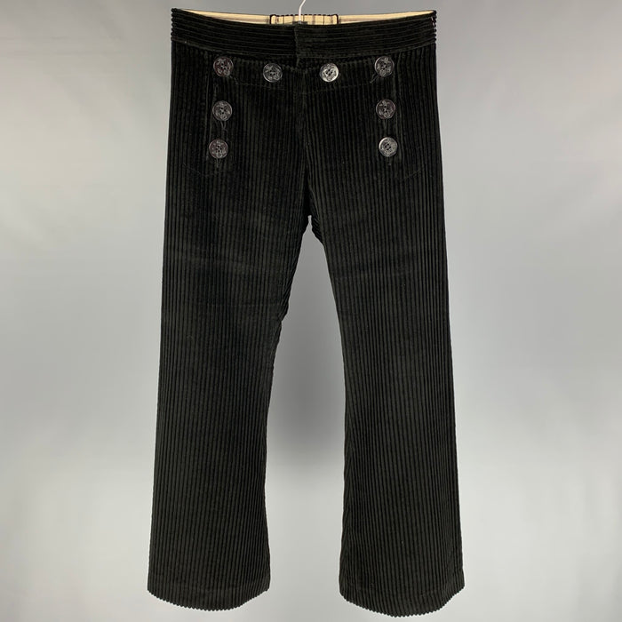 Vintage JEAN PAUL GAULTIER Size 32 Black Corduroy Sailor Casual Pants