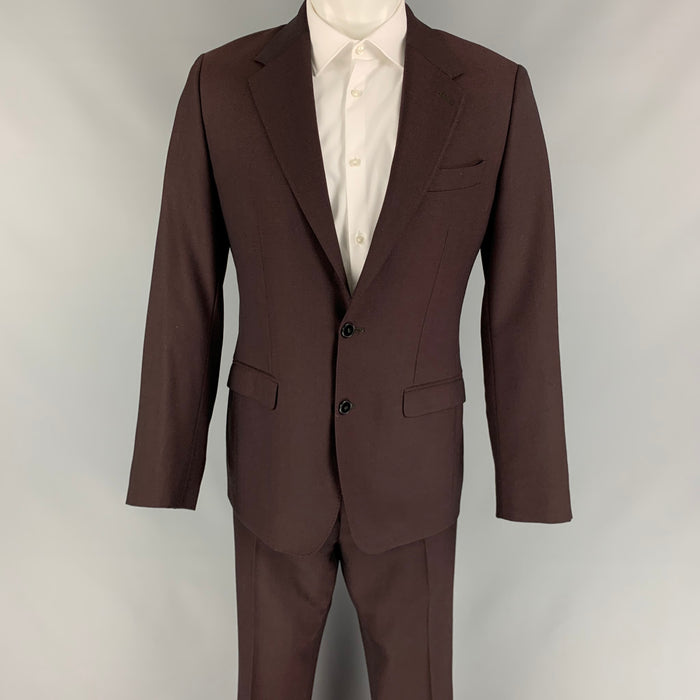 DOLCE & GABBANA Talla 38 Traje regular de solapa de muesca de lana marrón