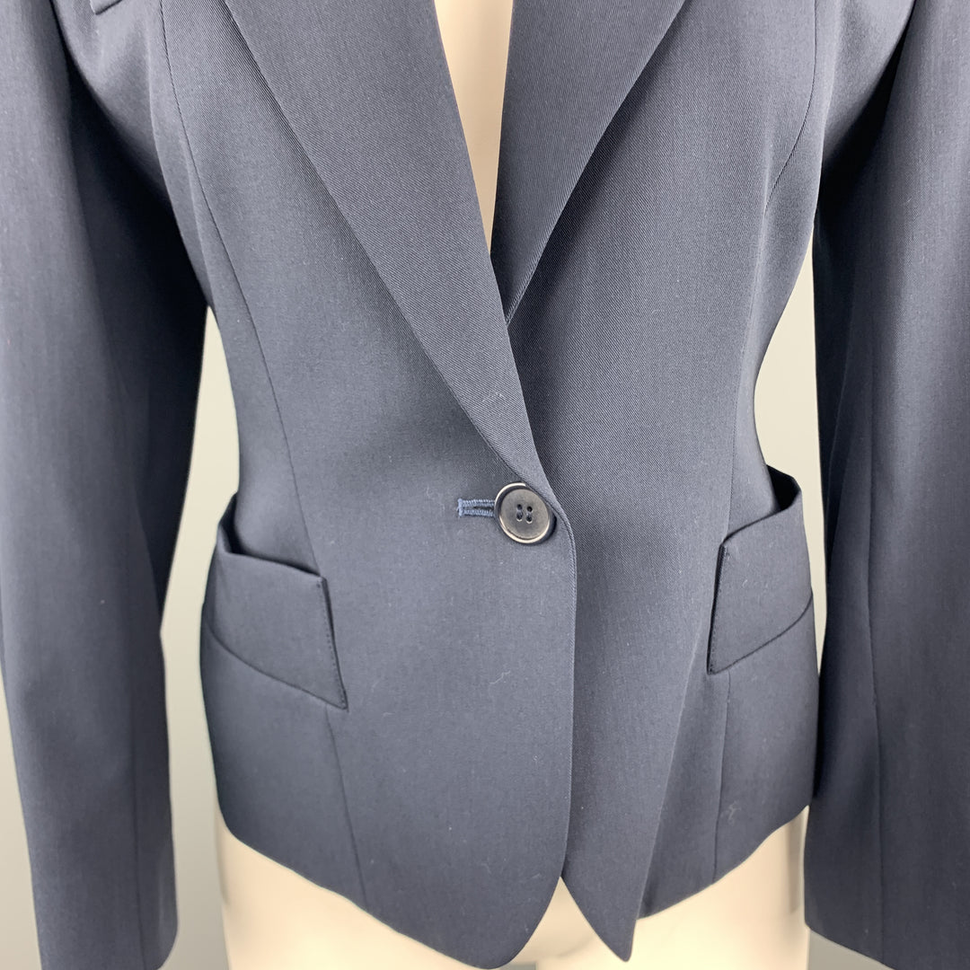 YVES SAINT LAURENT Size 6 Navy Virgin Wool Cropped Sport Jacket