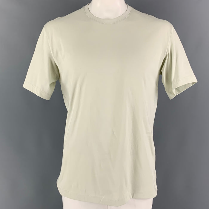 Y-3 Size L Natural Logo Cotton Crew-Neck T-shirt