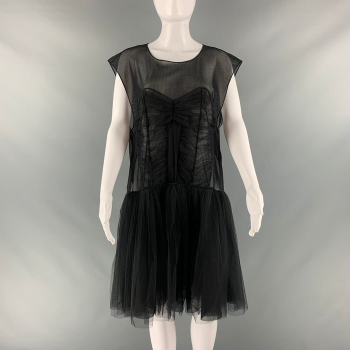 VIKTOR & ROLF Vestido recto de malla de poliéster negro talla M
